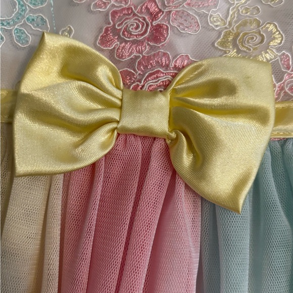 Jona Michelle Pastel Floral Dress with Yellow Bow - Picture 2 of 5